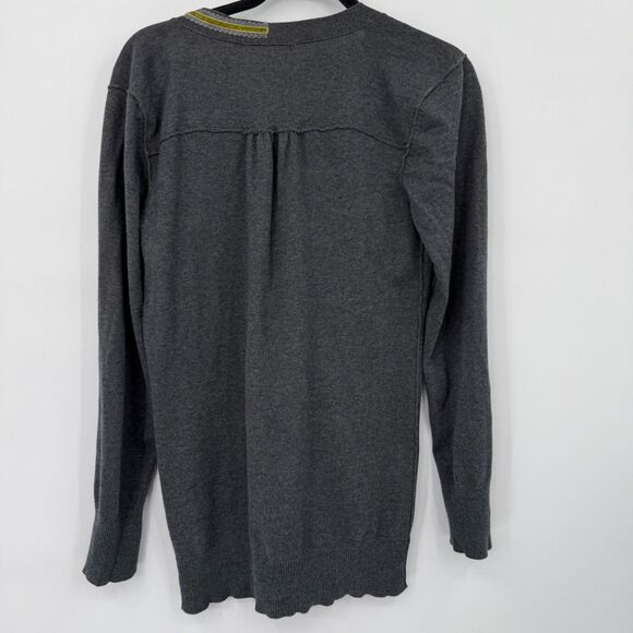 Shae Anthropologie Women's M Open Front Cardigan Pockets Gray Green Velvet - Picture 2 of 9